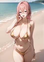 ai_generated bikini female female_focus female_only hollow_special_operations_section_6 hoyoverse light-skinned_female light_skin mihoyo mihoyo_technology_(shanghai)_co._ltd. pink_hair pink_hair_female solo solo_female solo_focus tsukishiro_yanagi zenless_zone_zero