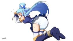 1girls aqua_(konosuba) diaper female female_only kono_subarashii_sekai_ni_shukufuku_wo! sketchmandl solo tagme