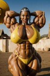 abs ai_generated biceps big_breasts bigger_female dark-skinned_female huge_breasts hyper_breasts hyper_muscles mortal_kombat mortal_kombat_1_(2023) muscle_mommy muscles muscular_female overflowing_breasts photorealistic promptchan tanya_(mortal_kombat) thick_thighs