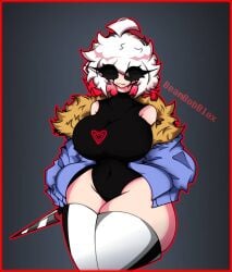 1girls 2d :3 beambobblox big_breasts breasts female female_focus female_only hair human jacket killer_sans killer_sans_(fan_character) knife rule_63 sans solo tagme thick_thighs thighs undertale undertale_(series) undertale_au undertale_fanfiction white_hair