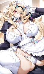 1girls barghest_(gawain)_(fate) barghest_(swimsuit_archer)_(second_ascension)_(fate) blonde_hair breasts casul fate/grand_order fate_(series) female heterochromia hi_res large_breasts light-skinned_female light_skin long_hair maid maid_headdress maid_outfit naughty_face thick_thighs