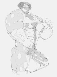 anthro balls barazoku beard biceps big_balls big_muscles big_penis bikini_thong body_hair boner bovid bovid_horn breasts caprine caprine_horn chest_hair clothed clothing clothing_pull erection facial_hair facial_piercing genitals hi_res horn huge_balls huge_cock huge_muscles hyper hyper_balls hyper_genitalia hyper_muscles hyper_penis male male_only mammal monochrome moustache muscular muscular_anthro muscular_male nipple_piercing nipples nose_piercing penis phosbara piercing pubes raised_clothing raised_shirt raised_tank_top raised_topwear ram_horn shaod_(character) shirt solo swimwear tank_top thong thong_pull topwear underwear underwear_pull