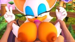 1boy 1girls 3d 3d_(artwork) 3d_model alternate_breast_size bat_wings big_breasts blowjob breasts countersfm furry huge_breasts human large_breasts mobian mobian_(species) mobian_bat outside_sex paizuri rouge_the_bat sega sonic_(series) sonic_adventure_2 sonic_the_hedgehog_(series) straight