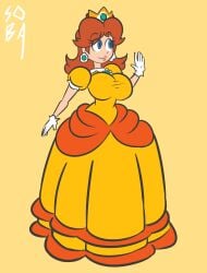 big_breasts clothed dress female female_only mario_(series) nintendo princess_daisy sob4art