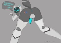 1boy 2d absurd_res anthro anus artist_request ass bellabot domestic_cat felid feline felis genitals hi_res humanoid kerfus logo male male_only mammal penis robot robot_boy robot_humanoid screen screen_face solo text