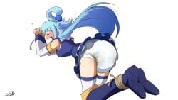 1girls aqua_(konosuba) diaper female female_only kono_subarashii_sekai_ni_shukufuku_wo! sketchmandl solo