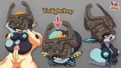 1boy 1girls armor balls big_ass big_breasts breasts duo female genitals half_nelson half_nelson_(legs_held) headgear helmet hi_res humanoid imp imp_midna male male/female midna nintendo nipples one_eye_obstructed penis pocketsweeties red_eyes short_stack shorts smug_face the_legend_of_zelda tongue tongue_out twili twilight_princess yellow_sclera