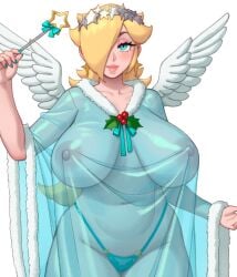 1girls 2023 alternate_breast_size big_areola big_ass big_breasts big_nipples bimbo blonde_hair blue_eyes breasts christmas clothed curvy erect_nipples female female_focus female_only hair_over_one_eye huge_breasts mario_(series) massive_breasts naughty_face nintendo nipples no_bra princess_rosalina rizdraws see-through see-through_clothing see-through_dress sideass simple_background slightly_chubby super_mario_galaxy thick_lips thong useless_clothing voluptuous wings