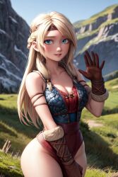 1girls ai_generated astrid_hofferson blonde_female blonde_hair blue_eyes cleavage curvaceous curvy curvy_body curvy_female curvy_figure dreamworks female female_only hourglass_figure how_to_train_your_dragon light-skinned_female light_skin pale-skinned_female pixai solo solo_female viking_female voluptuous voluptuous_female woman