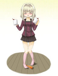 carrot carrot_dildo closed_eyes coffee cup dildo female flo_(guilty_hearts) footwear hidamari_sketch highres kneehighs nazuna open_mouth produce produce_dildo produce_insertion pussy_juice socks vegetable_dildo