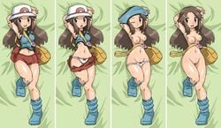 1girls blue_socks bow_panties dakimakura female female_only game_freak hat huge_eyes human human_only hun jpeg_artifacts kneehighs leaf_(pokemon) loose_socks lying midriff navel nintendo nipples panties pokemon pokemon_frlg pussy smooth_skin socks solo source_request thighs uncensored undressing vs_seeker white_panties wide-set_eyes wide_hips year_request