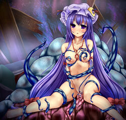 1girls breasts cum cum_in_pussy cum_inside empty_eyes female hat lactation monikano nipples patchouli_knowledge pussy rape restrained tears tentacle tentacle_on_female tentacle_rape touhou uncensored vaginal_penetration very_long_hair