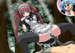 airi cosplay crossover cute_fang eyes green_eyes long_hair maid masturbation nanael panties pussy queen's_blade red_hair rubbing snake spread_legs tanaka_hitoriaruki tentacle thighhighs tied_hair tongue twintails uncensored underwear zettai_ryouiki zoophilia