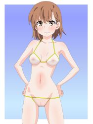 1girls ankake_pasta areolae ass_visible_through_thighs bare_armpits bare_arms bare_belly bare_chest bare_hands bare_hips bare_legs bare_midriff bare_navel bare_shoulders bare_skin bare_thighs bare_torso belly belly_button bikini bikini_bottom bikini_only bikini_top blue_background blush blush_face blushing_at_viewer blushing_female blushing_lines breasts brown_eyebrows brown_eyes brown_eyes_female brown_hair brown_hair_female cleft_of_venus collarbone completely_naked completely_naked_female completely_nude completely_nude_female digital digital_art digital_drawing digital_drawing_(artwork) digital_media digital_media_(artwork) elbows embarrassed embarrassed_exposed_female embarrassed_expression embarrassed_female embarrassed_nude_female exposed_armpits exposed_arms exposed_belly exposed_breasts exposed_chest exposed_hips exposed_legs exposed_midriff exposed_navel exposed_nipples exposed_pussy exposed_shoulders exposed_skin exposed_thighs exposed_tits exposed_torso female female_focus female_only fingers flustered flustered_female frown frown_eyebrows frowning frowning_at_viewer fully_naked fully_nude groin hair_between_eyes halterneck hand_on_hip hand_on_own_hip hand_on_own_waist hand_on_waist hands_on_hips hands_on_own_hips hands_on_own_waist hands_on_waist high_resolution high_school_student highres inguinal_crease inguinal_ligament knees lean_figure looking_at_viewer medium_hair midriff naked naked_female naked_woman narrow_waist navel nipples nude nude_female nudity petite petite_body petite_breasts petite_female petite_girl petite_tits pussy pussy_lips school_girl see-through_bikini see-through_swimsuit shoulders simple_background slender_body slender_waist slim_waist small_breasts solo standing string_bikini swimsuit swimwear teen_girl teenage_girl teenage_nipples teenage_pussy teenage_tits teenager thigh_gap thighs to_aru_kagaku_no_railgun to_aru_majutsu_no_index topless topless_female uncensored uncensored_breasts uncensored_nipples uncensored_pussy uncensored_vagina upper_body vulva vulva_line young_female young_woman