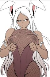 angry angry_expression angry_face bunnysuit cant_contain_breasts cant_fit imminent_wardrobe_malfunction impossible_fit inconvenient_breasts kristallion miruko my_hero_academia playboy_bunny pulling_clothing pulling_up_dress struggling_to_fit tight_fit tight_fitting_clothing too_big_for_clothing too_thicc_to_fit undersized_clothes undersized_clothing wardrobe_malfunction