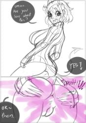 chro-sis fart fart_cloud fart_fetish farting farting_at_viewer helltaker modeus_(helltaker) no_panties pantsless pussy sketch unusual_fart