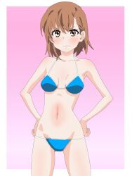 1girls angry ankake_pasta ass_visible_through_thighs bare_armpits bare_arms bare_belly bare_chest bare_hands bare_hips bare_legs bare_midriff bare_navel bare_shoulders bare_skin bare_thighs bare_torso belly belly_button bikini bikini_bottom bikini_only bikini_top blush blush_face blushing_at_viewer blushing_female blushing_lines breasts brown_eyebrows brown_eyes brown_eyes_female brown_hair brown_hair_female collarbone completely_naked_female digital digital_art digital_drawing digital_drawing_(artwork) digital_media digital_media_(artwork) elbows embarrassed embarrassed_exposed_female embarrassed_expression embarrassed_female exposed_armpits exposed_arms exposed_belly exposed_chest exposed_hips exposed_legs exposed_midriff exposed_navel exposed_shoulders exposed_skin exposed_thighs exposed_torso female female_focus female_only fingers flustered flustered_female frown frown_eyebrows frowning frowning_at_viewer fully_naked fully_nude groin hair_between_eyes halterneck hand_on_hip hand_on_own_hip hand_on_own_waist hand_on_waist hands_on_hips hands_on_own_hips hands_on_own_waist hands_on_waist high_resolution high_school_student highres inguinal_crease inguinal_ligament knees lean_figure looking_at_viewer medium_hair midriff misaka_mikoto naked_woman narrow_waist navel nudity petite petite_body petite_breasts petite_female petite_girl petite_tits pink_background pink_bikini pink_bikini_bottom pink_bikini_top pink_string_bikini pink_swimsuit pink_swimwear school_girl shoulders simple_background slender_body slender_waist slim_waist small_breasts solo standing string_bikini swimsuit swimwear teen_girl teenage_girl teenager thigh_gap thighs to_aru_kagaku_no_railgun to_aru_majutsu_no_index topless topless_female upper_body young_female young_woman