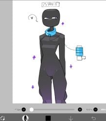 black_body cubic_breasts enderman enderwoman escale gradient_body heart heart_symbol leash leash_and_collar leashed_female minecraft purple_eyes slender_body speech_bubble wide_hips