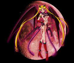 alternate_outfit artist_request bishoujo_senshi_sailor_moon breasts claws collar corruption demon demon_girl demon_wings female high_heel_boots high_heels jewelry moon nipples nude pointy_ears pussy red_eyes red_moon sailor_moon small_breasts smile straight_hair succubus tail tattoo tentacle transformation uncensored usagi_tsukino wings