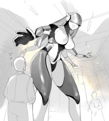 1girls 2boys android android_girl big_breasts bigger_female breasts female female_focus giantess hair_over_one_eye height_difference large_boobs large_breasts larger_female long_hair long_hair_female male mini_giantess mutlipe_arms nikukaiq robot robot_girl robot_humanoid shorter_male size_difference smaller_male