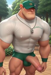 1boy ai_generated bara bulge civitai coach coach_(meet_the_robinsons) disney erection gay mabelxd male male_only meet_the_robinsons muscular nipples_visible_through_clothing outdoors penis penis_out penis_through_fly solo veiny_penis yaoi