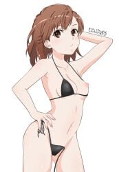 1girls almost_naked almost_nude ankake_pasta areolae arm_up armpit armpit_crease armpit_peek armpits bare_armpits bare_arms bare_belly bare_breasts bare_chest bare_hands bare_hips bare_legs bare_midriff bare_navel bare_nipples bare_shoulders bare_skin bare_thighs bare_tits bare_torso belly belly_button bikini bikini_bottom bikini_only bikini_top black_bikini black_bikini_bottom black_bikini_top black_string_bikini black_swimsuit black_swimwear blush blush_face blushing_at_viewer blushing_female blushing_lines breasts brown_eyebrows brown_eyes brown_eyes_female brown_hair brown_hair_female collarbone digital digital_art digital_drawing digital_drawing_(artwork) digital_media digital_media_(artwork) elbows exposed_armpits exposed_arms exposed_belly exposed_breasts exposed_chest exposed_hips exposed_legs exposed_midriff exposed_navel exposed_nipples exposed_shoulders exposed_skin exposed_thighs exposed_tits exposed_torso female female_focus female_only fingers groin hairless_armpits halterneck hand_behind_head hand_on_hip hand_on_own_hip hand_up high_resolution high_school_student highres inframammary_fold lean_figure linea_alba looking_at_viewer medium_hair midriff misaka_mikoto mostly_nude naked naked_female naked_woman narrow_waist navel nearly_nude nipples nude nude_female nudity petite petite_body petite_breasts petite_female petite_girl petite_tits posing posing_for_the_viewer posing_naked posing_nude practically_nude school_girl shaved_armpits shoulders side-tie_bikini simple_background slender_body slender_waist slim_waist small_breasts solo standing stomach string_bikini swimsuit swimwear teen_girl teenage_girl teenage_nipples teenage_pussy teenage_tits teenager thighs to_aru_kagaku_no_railgun to_aru_majutsu_no_index uncensored uncensored_breasts uncensored_nipples underboob upper_body white_background wide_hips young_female young_woman
