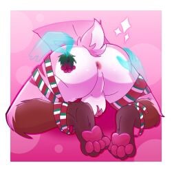 1:1 2024 akki_(arvo) alpha_channel anthro antlers anus arvo_(artist) ass ass_up backsack ball_tuft balls body_hair bound brown_body brown_fur butt_grab christmas disembodied_hand feet fur genitals ghost_hand hairy_balls hand_on_butt hi_res hindpaw holding_butt holidays holly_(plant) horn jackalope kneeling lagomorph legs_tied leporid male mammal mistletoe multicolored_body multicolored_fur pawpads paws perineum pink_background pink_body pink_fur plant presenting presenting_anus rabbit rear_focus rear_view red_body red_fur ribbons scut_tail short_tail simple_background solo sparkles tail translucent translucent_hand tuft white_body white_fur wrapped_legs