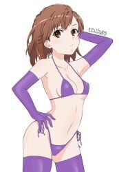 1girls ankake_pasta arm_up armpit armpit_crease armpit_peek armpits bare_armpits bare_belly bare_chest bare_hips bare_midriff bare_navel bare_shoulders bare_skin bare_torso belly belly_button bikini bikini_bottom bikini_only bikini_top blush blush_face blushing_at_viewer blushing_female blushing_lines breasts brown_eyebrows brown_eyes brown_eyes_female brown_hair brown_hair_female collarbone digital digital_art digital_drawing digital_drawing_(artwork) digital_media digital_media_(artwork) elbow_gloves elbows exposed_armpits exposed_belly exposed_chest exposed_hips exposed_midriff exposed_navel exposed_shoulders exposed_skin exposed_torso female female_focus female_only fingers gloves groin hairless_armpits half_naked half_nude halterneck hand_behind_head hand_on_hip hand_on_own_hip hand_up high_resolution high_school_student highres inframammary_fold lean_figure legwear linea_alba long_gloves looking_at_viewer medium_hair midriff misaka_mikoto naked naked_female naked_woman narrow_waist navel nipple_bulge nude nude_female nudity petite petite_body petite_breasts petite_female petite_girl petite_tits posing posing_for_the_viewer purple_bikini purple_bikini_bottom purple_bikini_top purple_elbow_gloves purple_gloves purple_legwear purple_long_gloves purple_stockings purple_string_bikini purple_swimsuit purple_swimwear purple_thigh_highs purple_thighhighs school_girl semi_nude shaved_armpits shoulders side-tie_bikini simple_background slender_body slender_waist slim_waist small_breasts solo standing stockings stomach string_bikini swimsuit swimwear teen_girl teenage_girl teenager thigh_highs thighhighs thighs to_aru_kagaku_no_railgun to_aru_majutsu_no_index underboob upper_body white_background wide_hips young_female young_woman