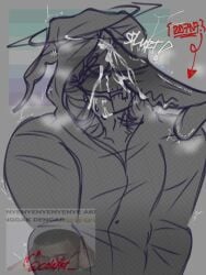 007n7_(forsaken) big_penis blush cum_on_face dick_on_face forsaken_(roblox) gasping gay noli_(forsaken) on_knees panting splurt sweating veiny_penis