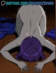 1girls 2025 2d ai ai_generated all_fours anime anime_style bowing bowing_before_viewer bowing_down colored_skin completely_naked completely_naked_female completely_nude completely_nude_female dc dc_comics dogeza female female_focus female_only grey_body grey_skin hands_on_floor hands_on_ground head_against_ground head_down naked nude on_floor purple_hair raven_(dc) seramic_seven short_hair solo solo_female solo_focus submissive submissive_female surrendering trembling