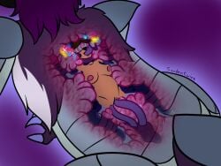 anal anal_sex animal_humanoid anthro arms_tied biomechanical bodily_fluids bondage bound breasts brown_hair claws clothing collar countershading cum duo encasement endosoma feet_tied female genital_fluids hair handwear hi_res humanoid hypnosis hypnotic_visor internal living_machine lying machine mammal mammal_humanoid markings mecha mind_control mittens nipples on_back oral oral_penetration penetration purple_hair rodent rodent_humanoid safe_vore sandentwins sciurid sciurid_humanoid shoulder_pads size_difference smidges_(sandentwins) snout sparkles spots spotted_markings trans_(lore) trans_man_(lore) tree_squirrel_humanoid vaginal_penetration vore x-ray_view