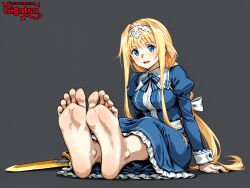 ai_generated alice_zuberg barefoot feet foot_fetish foot_focus gigatsu simple_background sole_female soles sword_art_online sword_art_online:_alicization toes