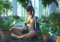 1girls 3d 3d_(artwork) baldur's_gate baldur's_gate_3 black_hair breasts casual_nudity dungeons_and_dragons elf elf_ears elf_female high_resolution highres medium_breasts nipples panda pointy_ears ponytail shadowheart xrizo