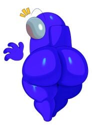 1girls 4_fingers among_us among_us_blue ass ass_focus big_ass big_butt blue_(among_us) blue_body blue_butt female female_only fingers floating_hands focus glistening glistening_body humanoid innersloth looking_at_viewer looking_back rear_view simple_background solo sssonic2 standing surprise thick_thighs video_games white_background