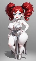 1female 1girls ai_generated bedroom_eyes big_breasts blue_eyes blush breasts curly_hair dress female female_focus female_only freckles freckles_on_face halter_dress hand_on_hip high_heels lips looking_at_viewer pixai poppy_(poppy_playtime) poppy_playtime red_hair red_lips red_lipstick ribbons seductive seductive_eyes seductive_look seductive_smile short_stack shortstack silver_dress silver_high_heels smile smiling smiling_at_viewer solo solo_female solo_focus thick_thighs thighs twintails urikoito white_body white_skin