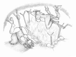 all_the_way_through ankles_tied anthro areola blood bodily_fluids bound breasts butt canid canine canis character_prepared_as_food corpse death dragon eyes_closed feet female female_death fingers fire foot_grab genitals gore group hair hands_behind_back hands_tied hands_tied_behind_back hi_res holding_object holding_saw holding_tail holding_tool horn impalement mammal meowmere monochrome mythological_creature mythological_scalie mythology navel nipples nude object_in_pussy object_insertion object_penetration open_mouth oral oral_penetration penetration rope saw scalie simple_background snuff spread_legs spreading tail toes tools vaginal vaginal_impalement vaginal_penetration vulva wolf
