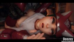 3d 3d_animation animated breasts deezoy kiriko_(overwatch) mating_press overwatch pressed_against sound tagme video virtamate werewolf