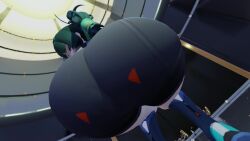 1girls 3d android animated ass ass_focus ass_shake big_ass boots female fingerless_gloves from_behind giantess gloves green_eyes green_hair hair_bobbles hair_ribbon huge_ass jiggle kishi leaning leaning_forward long_hair longer_than_30_seconds looking_back qingyi_(zenless_zone_zero) short_shorts shorts solo tagme twerking twintails very_long_hair video zenless_zone_zero