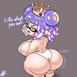 1female 1girls 2d 2d_(artwork) 2d_artwork artist_self-insert artist_signature ass ass_focus ass_up big_ass big_breasts breasts crown cute_fang earring earrings fat_ass freckles freckles_on_ass freckles_on_breasts freckles_on_face hair_bun hair_buns hairbun hairbuns huge_breasts light-skinned_female light_skin looking_at_viewer looking_back nintendo nitnat original_art original_artwork original_character phat_ass pierced_ears piercing purple_hair self_insert shortstack sideboob simple_background solo solo_female splatoon splatoon_oc talking talking_to_viewer teasing teasing_viewer teasing_with_butt tentacle_hair text thicc thick thick_ass twitter_link white_clothing yellow_eyes