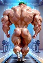 1boy ai_generated ass back_view balls bara baseball_cap big_ass big_balls brown_hair civitai coach coach_(meet_the_robinsons) disney gay gym hanging_balls human light_skin male male_only meet_the_robinsons muscular pumpkinking24 socks solo sweat treadmill yaoi