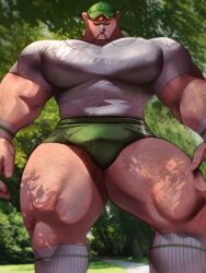 1boy 2023 bara body_hair bulge clothed coach coach_(meet_the_robinsons) disney fully_clothed gay hairy_legs kaysuo male male_only meet_the_robinsons moustache muscular solo tight_clothing whistle_(object) whistle_around_neck whistle_in_mouth wristband