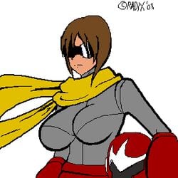 armor brown_hair closed_mouth clothes color eyewear female female_only glasses hair helmet holding mega_man mega_man(classic) proto_man rule_63 scarf short_hair simple_background solo sub_tank sunglasses white_background