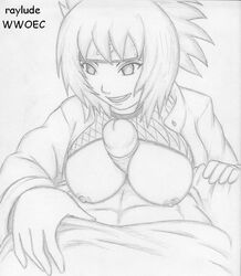 drawing female human male mitarashi_anko monochrome naruto paizuri raylude straight wwoec