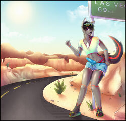 canine_penis erection fox furry girly glasses hitchhiking jean_shorts knot male penis