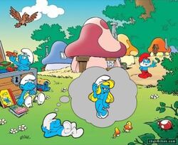 alternate_breast_size papa_smurf sleepy_smurf smurfette tagme the_smurfs