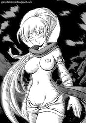 1girls breasts crane_yuzuriha female greyscale human large_breasts long_hair monochrome nipples nude pointy_chin pubic_hair saint_seiya saint_seiya:_the_lost_canvas silver_saints solo