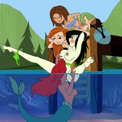 4girls alternate_breast_size ariel armpits big_breasts bonnie_rockwaller crossover cunnilingus devouring_pussy disney female female_only gagala human kim_possible kimberly_ann_possible large_breasts lesbian medium_breasts multiple_females multiple_girls nipples oral shego straight_hair the_little_mermaid yuri