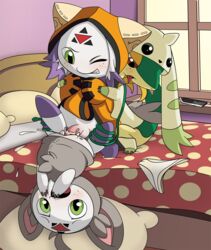 baginazard crossover culumon digimon digimon_(species) digimon_tamers freckles jubei_(blazblue) pokemon pokemon_(species) snivy