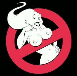 animated anthro black_background breasts color female female_only front_view ghostbusters hand_on_hip lipstick looking_at_viewer mascot nipples nude open_eyes rule_63 solo wink