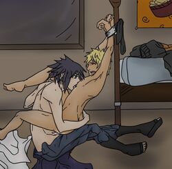 2boys anal bondage bound_wrists human male male_only multiple_males naruto nude sasuke_uchiha sottocolle uzumaki_naruto yaoi